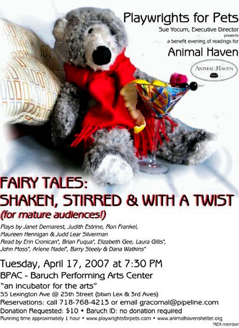 Playwrights for Pets Fairy Tales Play Bill